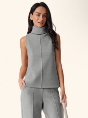 NWT OGL Turtleneck Split Hem Gray Tank Top S